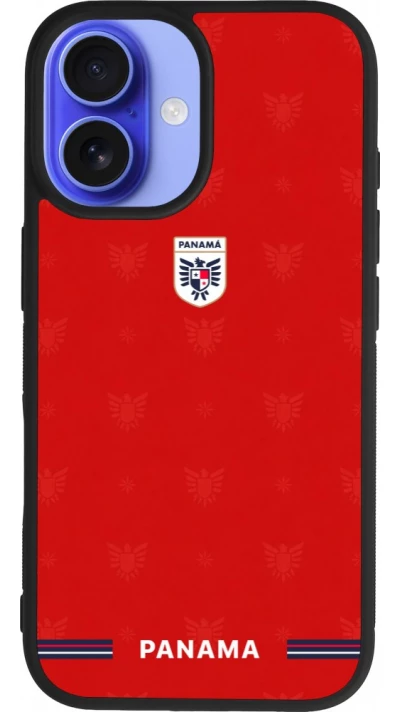 Coque iPhone 16 - Silicone rigide noir Maillot de football Panama 2026 personnalisable