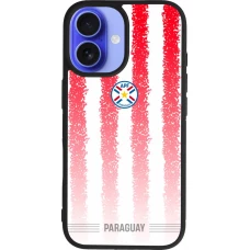 Coque iPhone 16 - Silicone rigide noir Maillot de football Paraguay 2026 personnalisable