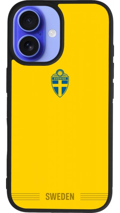 iPhone 16 Case Hülle - Silikon schwarz Schweden 2026 personalisierbares Fussballtrikot