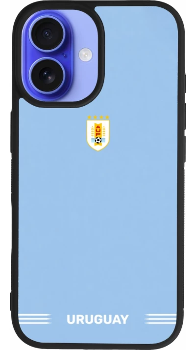 iPhone 16 Case Hülle - Silikon schwarz Uruguay 2026 personalisierbares Fussballtrikot