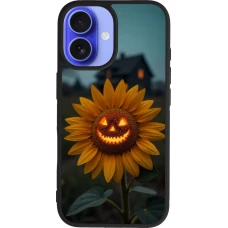 Coque iPhone 16 - Silicone rigide noir Halloween 2026 Evil Sunflower