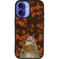 Coque iPhone 16 - Silicone rigide noir Halloween 2026 Ghost reading