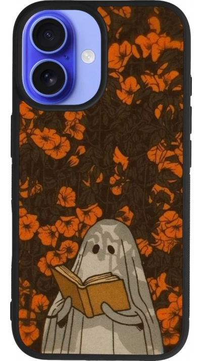 Coque iPhone 16 - Silicone rigide noir Halloween 2026 Ghost reading