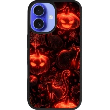 Coque iPhone 16 - Silicone rigide noir Halloween 2026 Pattern Halloween
