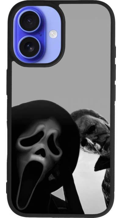 Coque iPhone 16 - Silicone rigide noir Halloween 2026 Scream and Michael Myers