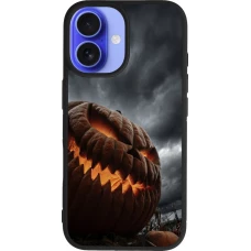 Coque iPhone 16 - Silicone rigide noir Halloween 2026 The Wicked Pumpkin