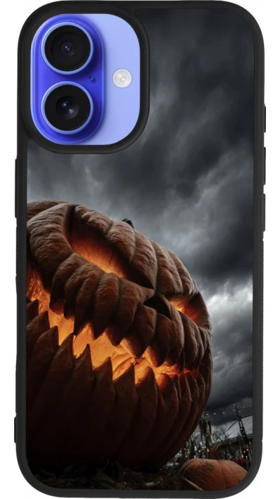 Coque iPhone 16 - Silicone rigide noir Halloween 2026 The Wicked Pumpkin