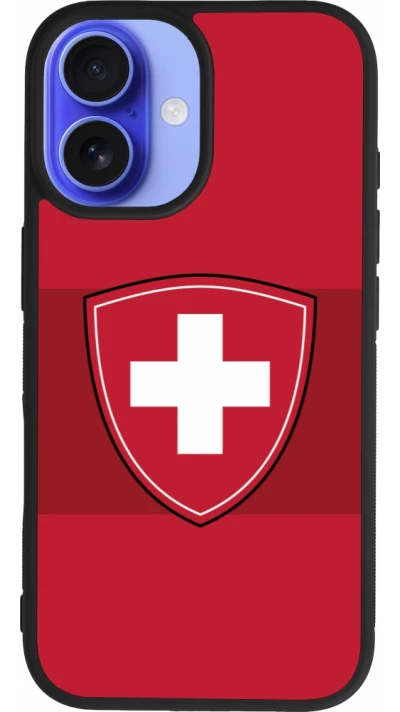 Coque iPhone 16 - Silicone rigide noir Hockey World Championship Ecusson Suisse