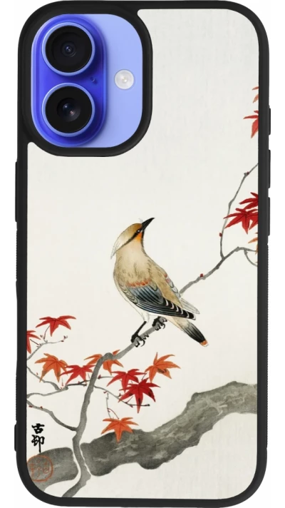 Coque iPhone 16 - Silicone rigide noir Japanese Bird