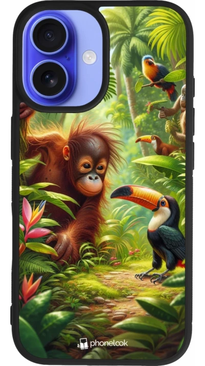 iPhone 16 Case Hülle - Silikon schwarz Tropischer Dschungel Tayrona