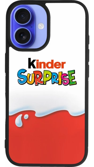 Coque iPhone 16 - Silicone rigide noir Kinder Surprise