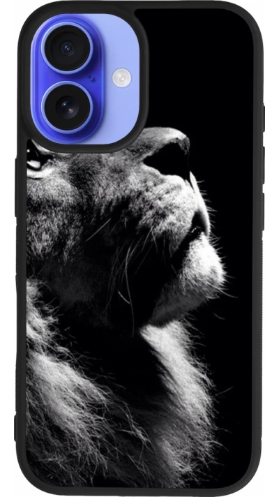 Coque iPhone 16 - Silicone rigide noir Lion looking up