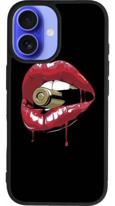 Coque iPhone 16 - Silicone rigide noir Lips bullet