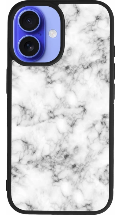 Coque iPhone 16 - Silicone rigide noir Marble 01