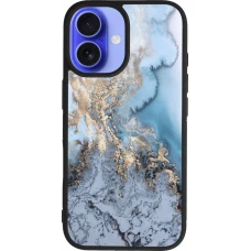 Coque iPhone 16 - Silicone rigide noir Marble 04