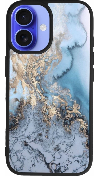 Coque iPhone 16 - Silicone rigide noir Marble 04