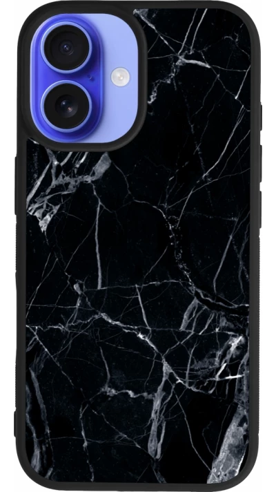 Coque iPhone 16 - Silicone rigide noir Marble Black 01