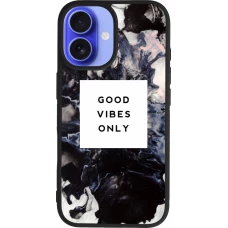 Coque iPhone 16 - Silicone rigide noir Marble Good Vibes Only