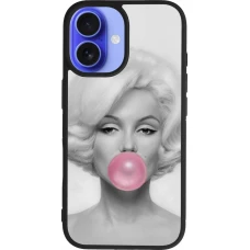 Coque iPhone 16 - Silicone rigide noir Marilyn Bubble