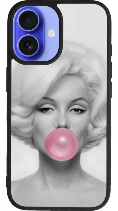 Coque iPhone 16 - Silicone rigide noir Marilyn Bubble