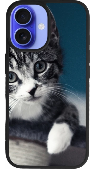 Coque iPhone 16 - Silicone rigide noir Meow 23