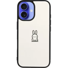 Coque iPhone 16 - Silicone rigide noir Minimal bunny cutie