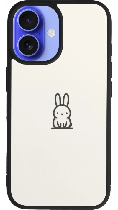 Coque iPhone 16 - Silicone rigide noir Minimal bunny cutie