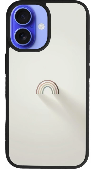 Coque iPhone 16 - Silicone rigide noir Mini Rainbow Minimal