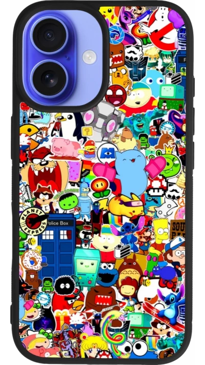 Coque iPhone 16 - Silicone rigide noir Mixed cartoons