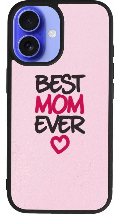 Coque iPhone 16 - Silicone rigide noir Mom 2023 best Mom ever pink
