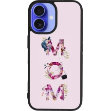 Coque iPhone 16 - Silicone rigide noir Mom 2024 girly mom