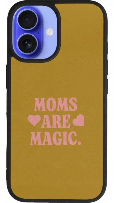 Coque iPhone 16 - Silicone rigide noir Mom 2026 Are Magic