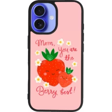 Coque iPhone 16 - Silicone rigide noir Mom 2026 Berry best