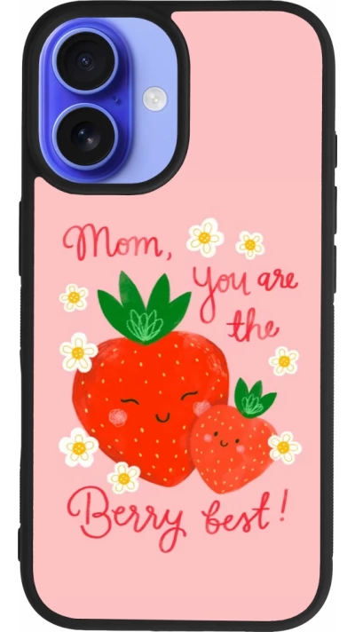 Coque iPhone 16 - Silicone rigide noir Mom 2026 Berry best