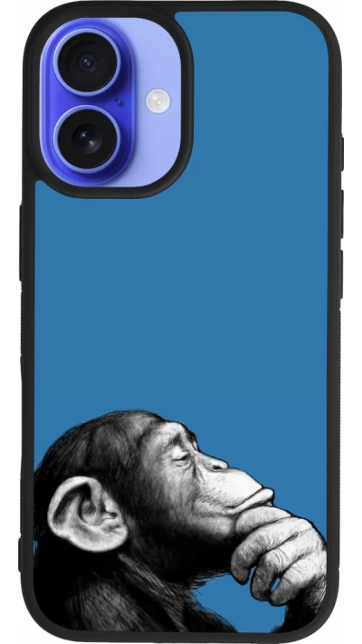 Coque iPhone 16 - Silicone rigide noir Monkey Pop Art