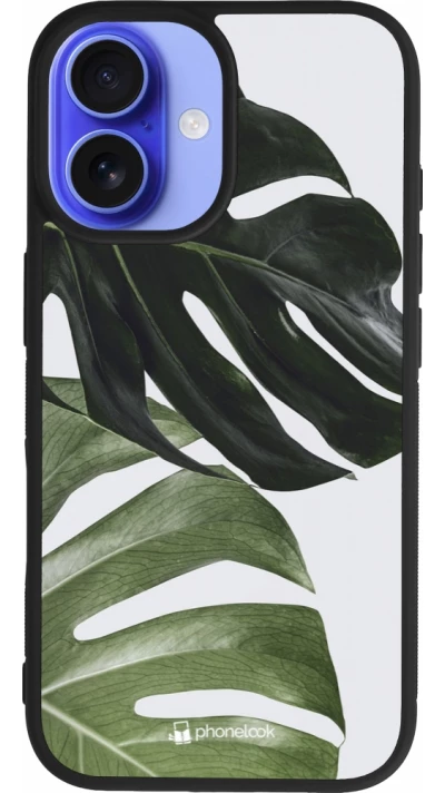 Coque iPhone 16 - Silicone rigide noir Monstera Plant