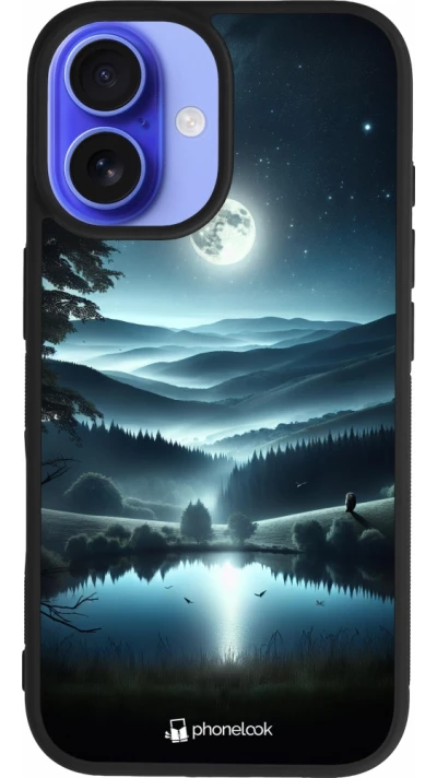 Coque iPhone 16 - Silicone rigide noir Night Sky View