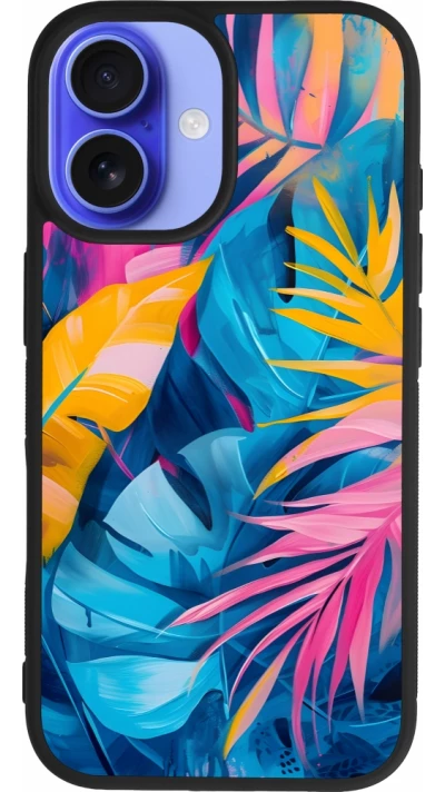 iPhone 16 Case Hülle - Silikon schwarz Palms Blue