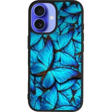 iPhone 16 Case Hülle - Silikon schwarz Papillon bleu