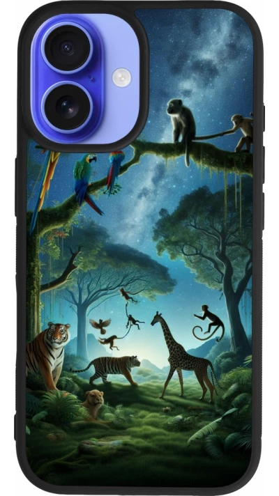 iPhone 16 Case Hülle - Silikon schwarz Paradies der exotischen Tiere