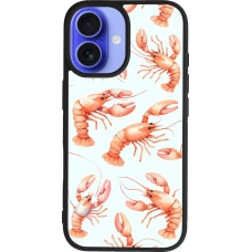 iPhone 16 Case Hülle - Silikon schwarz Muster von pastellfarbenen Hummern