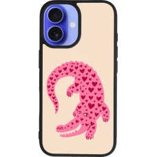 iPhone 16 Case Hülle - Silikon schwarz Pink crocodile 2026