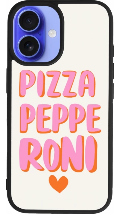 iPhone 16 Case Hülle - Silikon schwarz Pizza pepperoni 2026