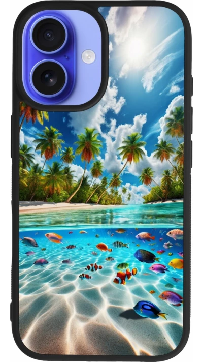 iPhone 16 Case Hülle - Silikon schwarz Strandparadies