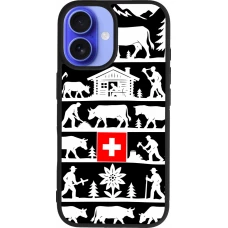 Coque iPhone 16 - Silicone rigide noir Poya Suisse 1 noir