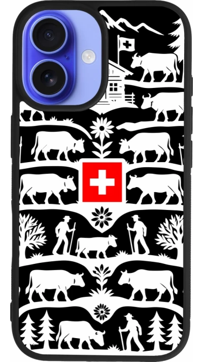 Coque iPhone 16 - Silicone rigide noir Poya Suisse 3 noir