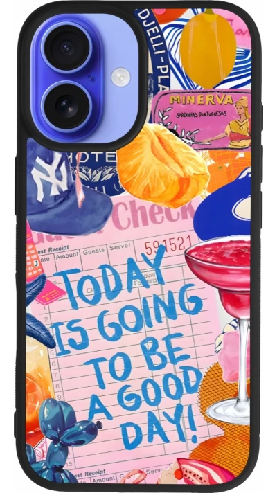 Coque iPhone 16 - Silicone rigide noir Preppy Today is Going to be a good day