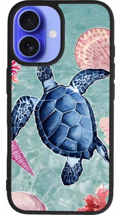 Coque iPhone 16 - Silicone rigide noir Preppy Turtle