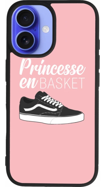 Coque iPhone 16 - Silicone rigide noir princesse en basket