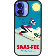 Coque iPhone 16 - Silicone rigide noir Saas-Fee Ski Downhill
